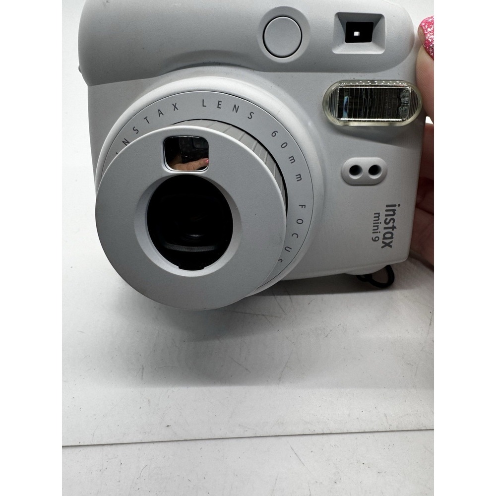 Fujifilm Instax Mini 9 Instant Camera Smoky White Tested Strap EUC A1
